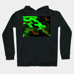 Bats In Flight Green Hoodie